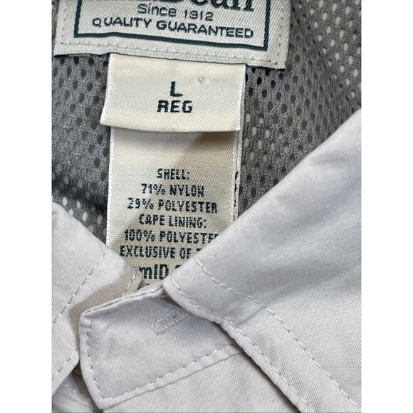 LL Bean Shirt Mens Large Khaki No Fly Zone Vented Roll Tab Sleeve Gorpcore Lg - Picture 3 of 16